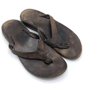 CHACO Leather Flip Flop Sandal Thong Brown Hiking Outdoor Active Women 9 Arch